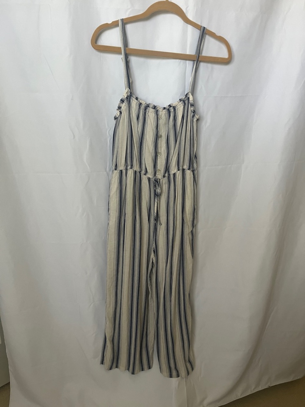 Lily Rose Striped Sleeveless Wide-Leg Jumpsuit - Blue & Cream